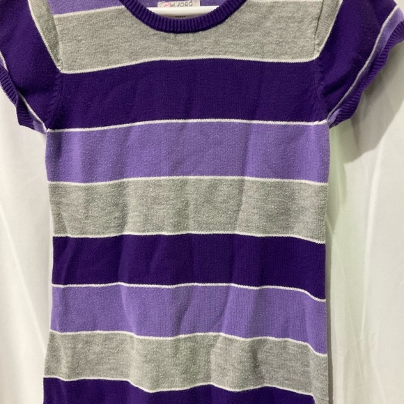 Children’s Place Girls Striped Everyday Short Sleeve Dress Size 5/6 Purple/Grey - Picture 13 of 16